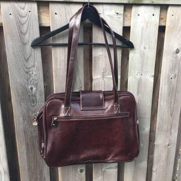 Mouflon brown vegan leather satchel briefcase - Picture 3 of 10